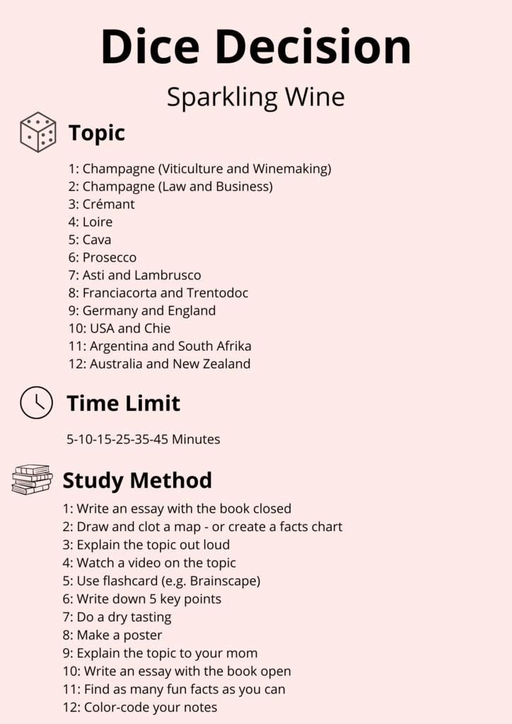 FREE Dice Decision – Study Game Sheet