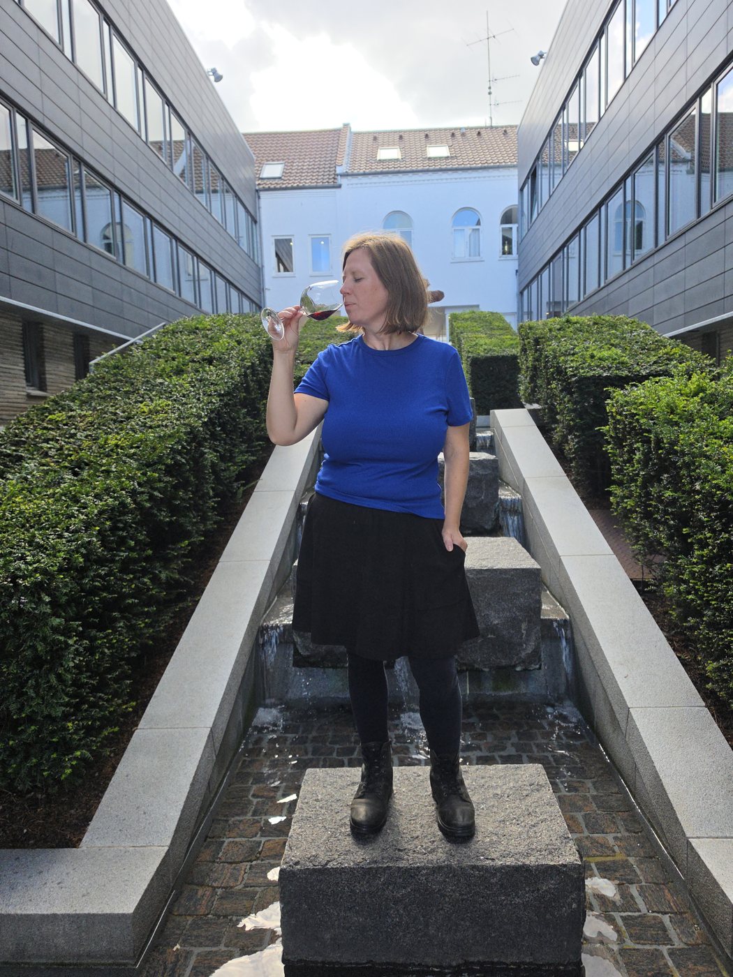 Louise tasting wine